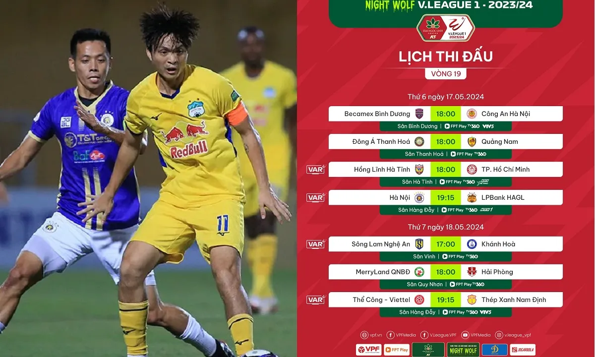 Lịch thi đấu V-League 2023/2024 vòng 19: Hà Nội vs HAGL | SLNA vs Khánh Hòa