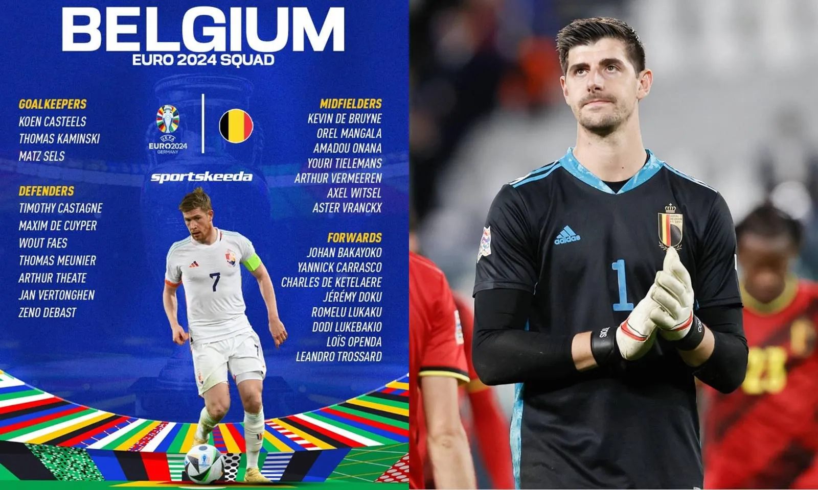 Đội tuyển Bỉ công bố danh sách chính thức tham dự EURO 2024: Courtois bị loại