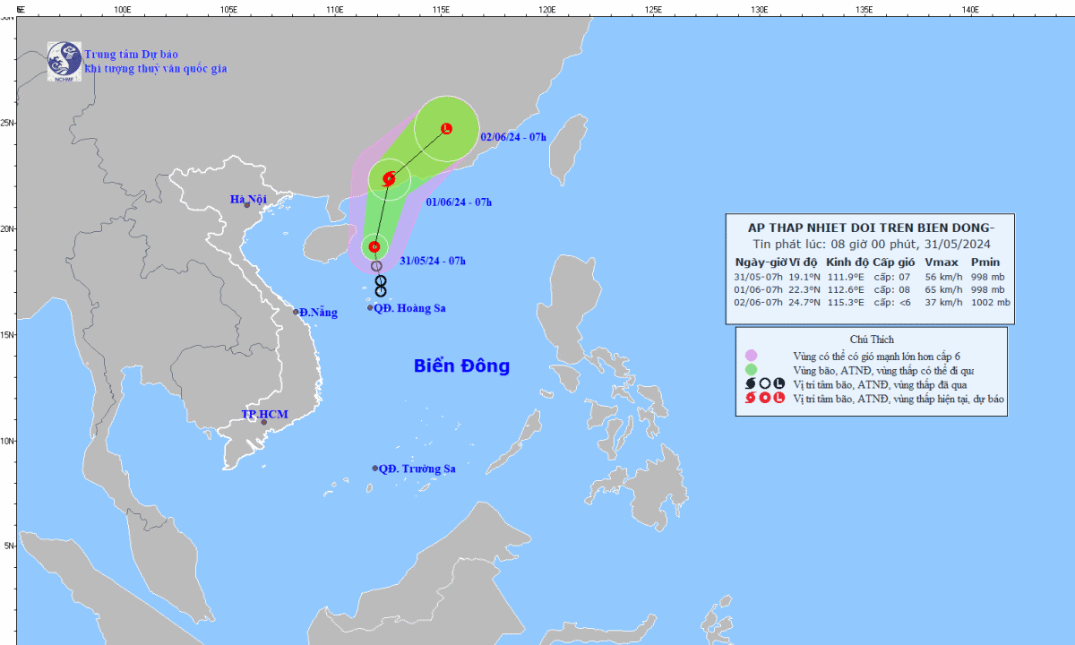 Áp thấp nhiệt đới trên Biển Đông dự kiến mạnh lên thành bão