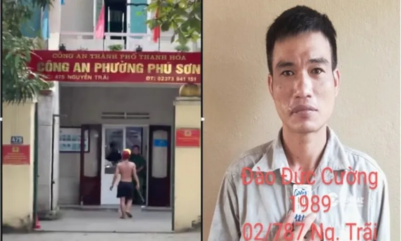 Nam thanh niên cầm hung khí lao vào trụ sở Công an phường ở Thanh Hóa