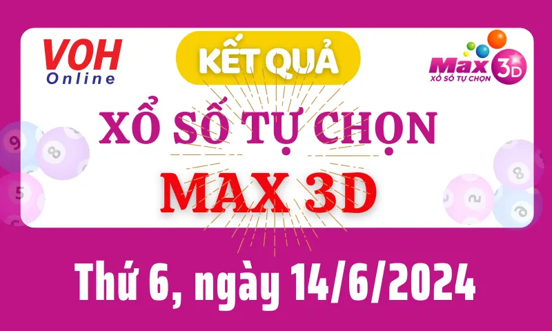 Vietlott MAX 3D 14/6 - Kết quả xổ số Vietlott hôm nay thứ 6 14/6/2024