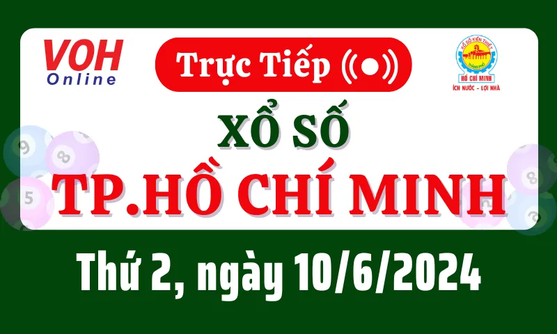 XSHCM 10/6 - Kết quả xổ số TP.HCM hôm nay thứ 2 ngày 10/6/2024