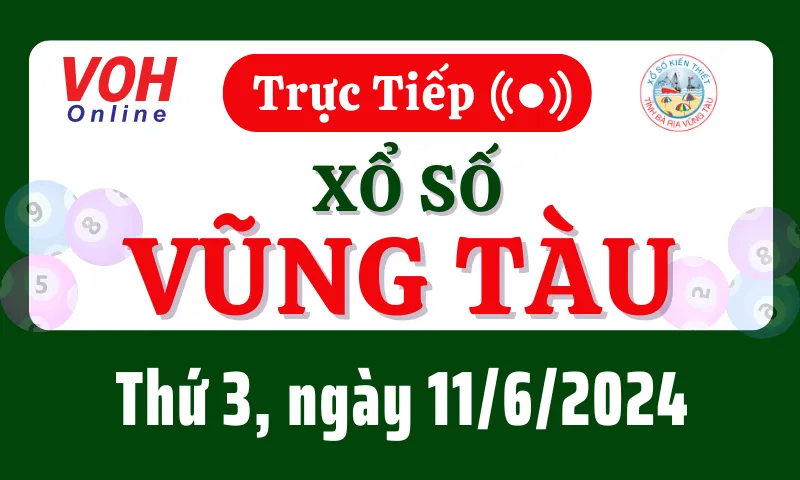 XSVT 11/6 - Kết quả xổ số Vũng Tàu hôm nay thứ 3 ngày 11/6/2024