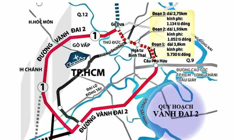 Hai dự án vành đai 2 TPHCM đầu năm 2025 mới khởi công