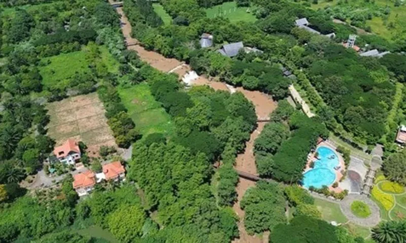 Dự án Khu dân cư mật độ thấp và du lịch sinh thái Giang Điền nhìn từ trên cao.