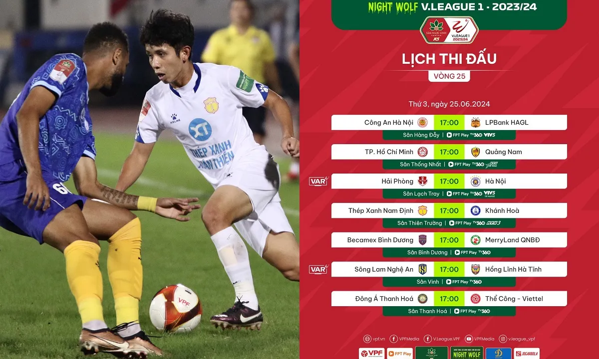 Lịch thi đấu V-League 2023/2024 vòng 25: Nam Định vs Khánh Hòa | Bình Dương vs Bình Định