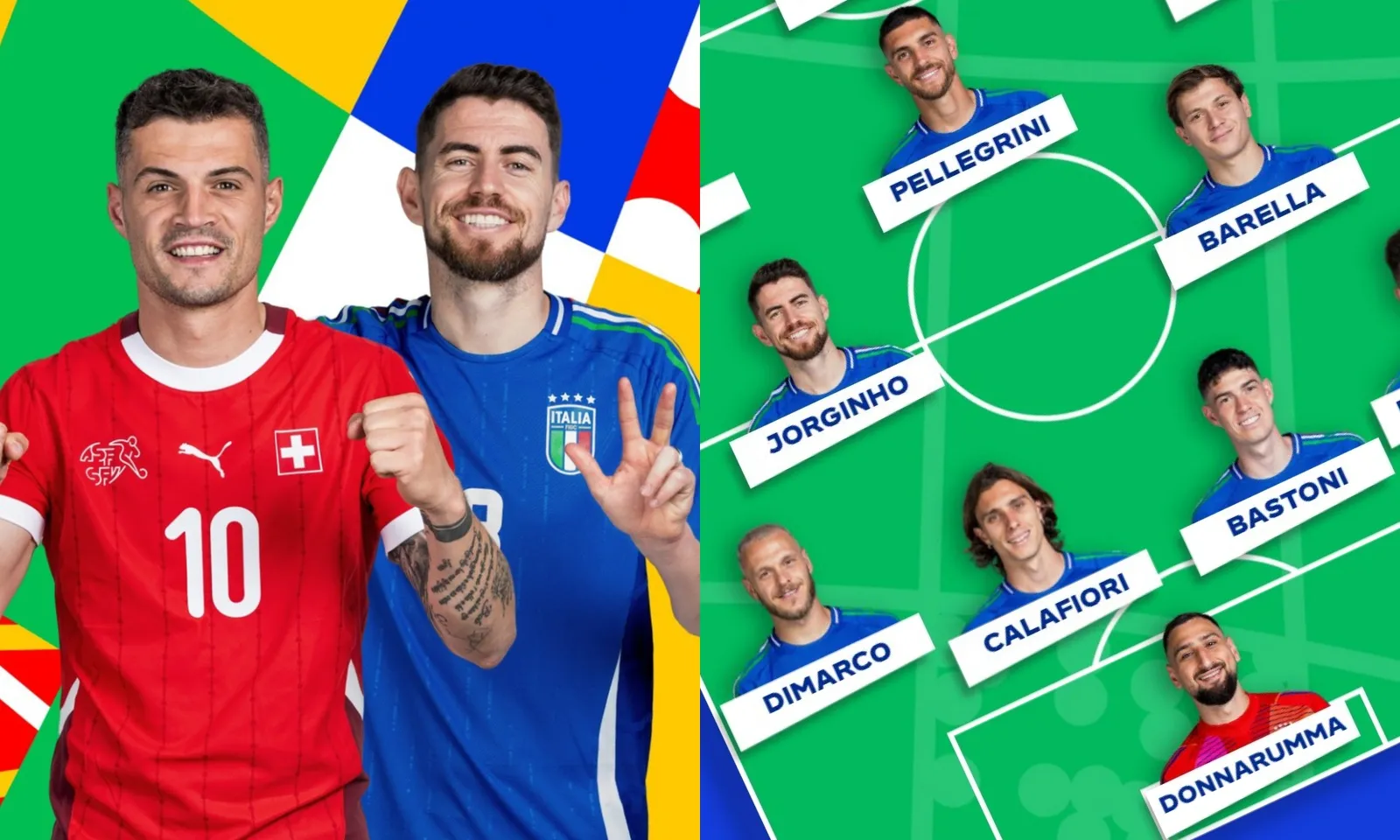 Đội hình dự kiến Thuỵ Sĩ vs Ý: Xhaka tái ngộ Jorginho | Cặp đôi Maldini - Nesta mới
