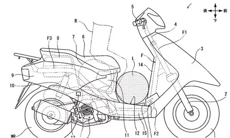 Bản vẽ sáng chế chiếc xe máy có chân ga của hãng Honda