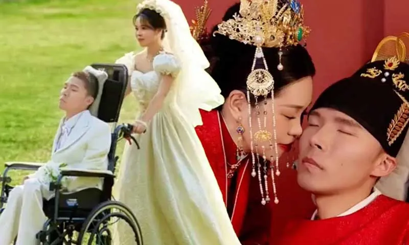 Một phụ nữ trẻ ở Trung Quốc đã tìm thấy tình yêu và đang mong đợi một đứa con với một người đàn ông mắc chứng rối loạn di truyền hiếm gặp Ảnh SCMP composite Weibo