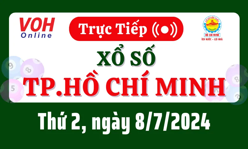 XSHCM 8/7 - Kết quả xổ số TP.HCM hôm nay thứ 2 ngày 8/7/2024