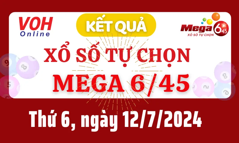 Vietlott MEGA 645 12/7 - Kết quả xổ số Vietlott hôm nay thứ 6 12/7/2024