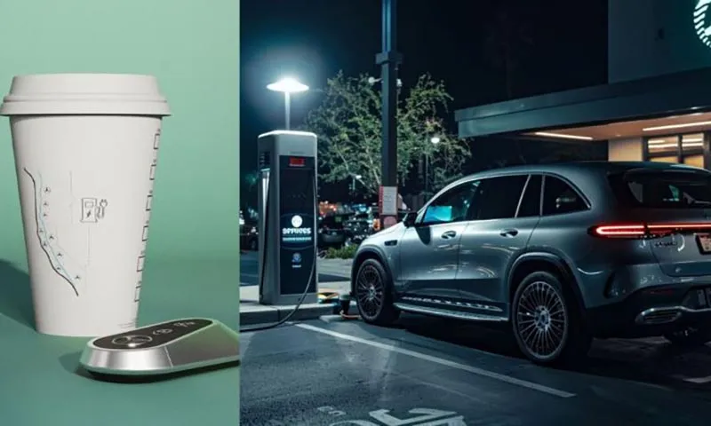 Mercedes đầu tư lắp trụ sạc siêu tốc ở các quán cà phê Starbucks