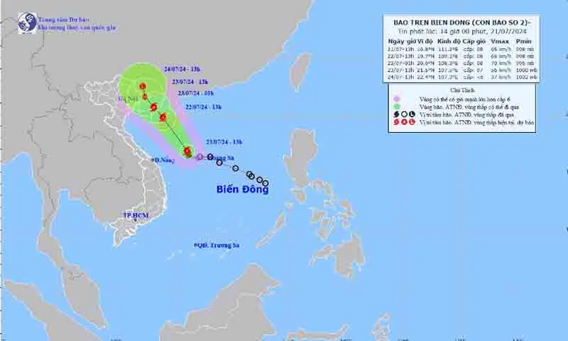 Bão số 2 đang hướng vào Đông Bắc Bắc Bộ, sắp có đợt mưa lớn ở miền Bắc