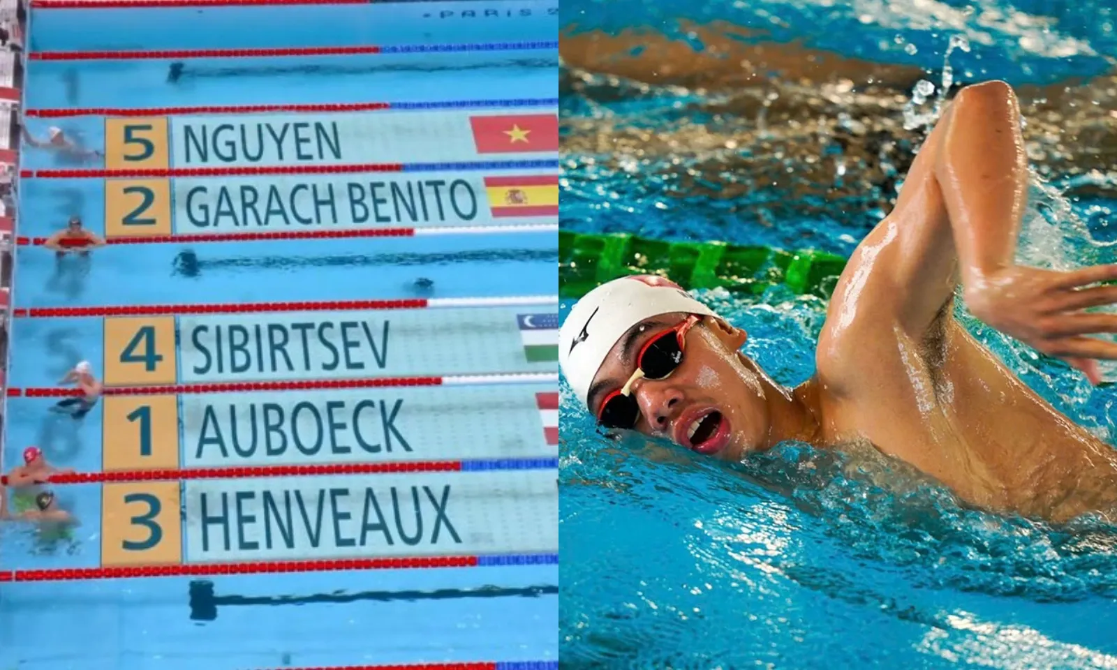 Kình ngư Huy Hoàng không thể duy trì lợi thế, bị loại ở môn bơi Olympic Paris