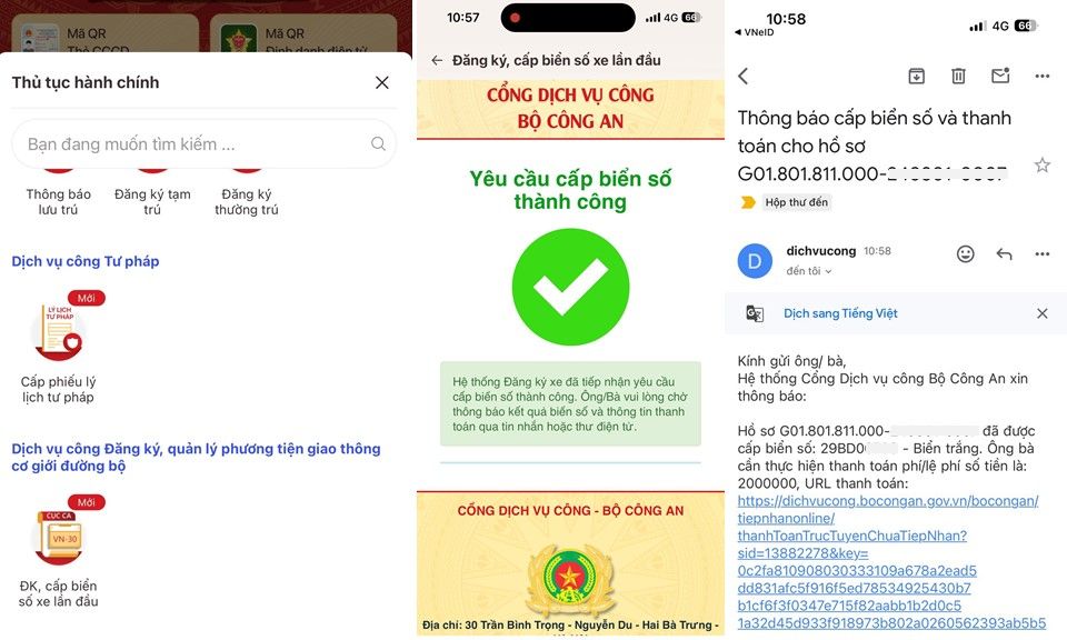 Công dân đầu tiên đăng ký xe thành công trên VNEID