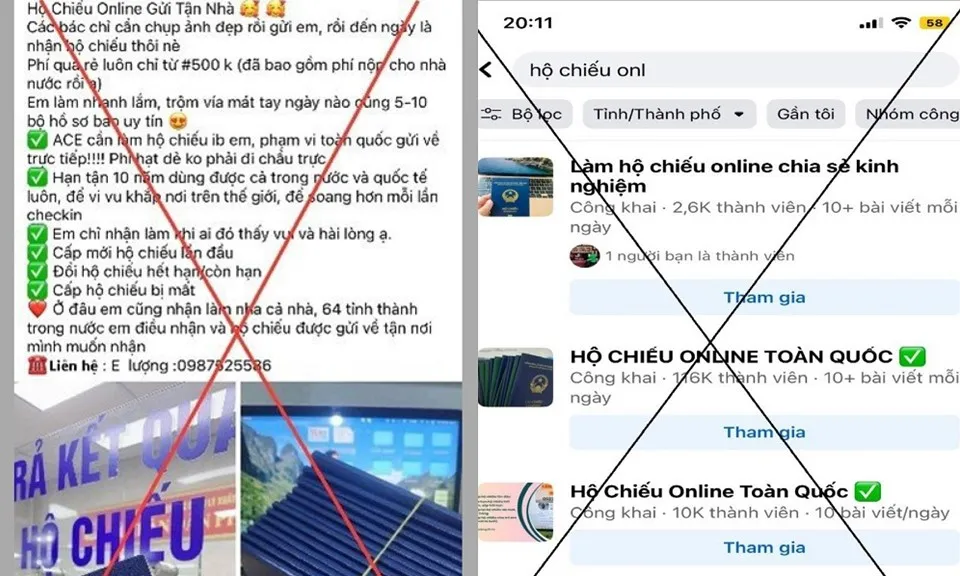Cảnh báo thận trọng khi làm hộ chiếu thông qua dịch vụ mạng xã hội