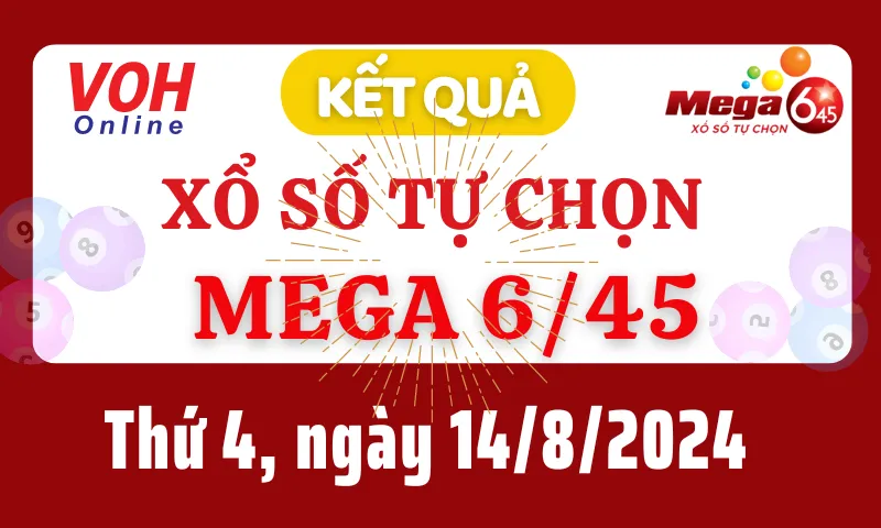 Vietlott MEGA 645 14/8 - Kết quả xổ số Vietlott hôm nay thứ 4 14/8/2024