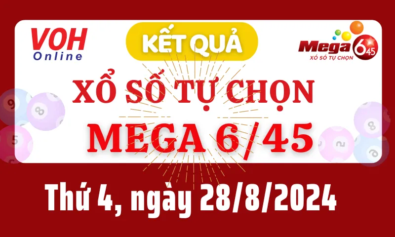 Vietlott MEGA 645 28/8 - Kết quả xổ số Vietlott hôm nay thứ 4 28/8/2024