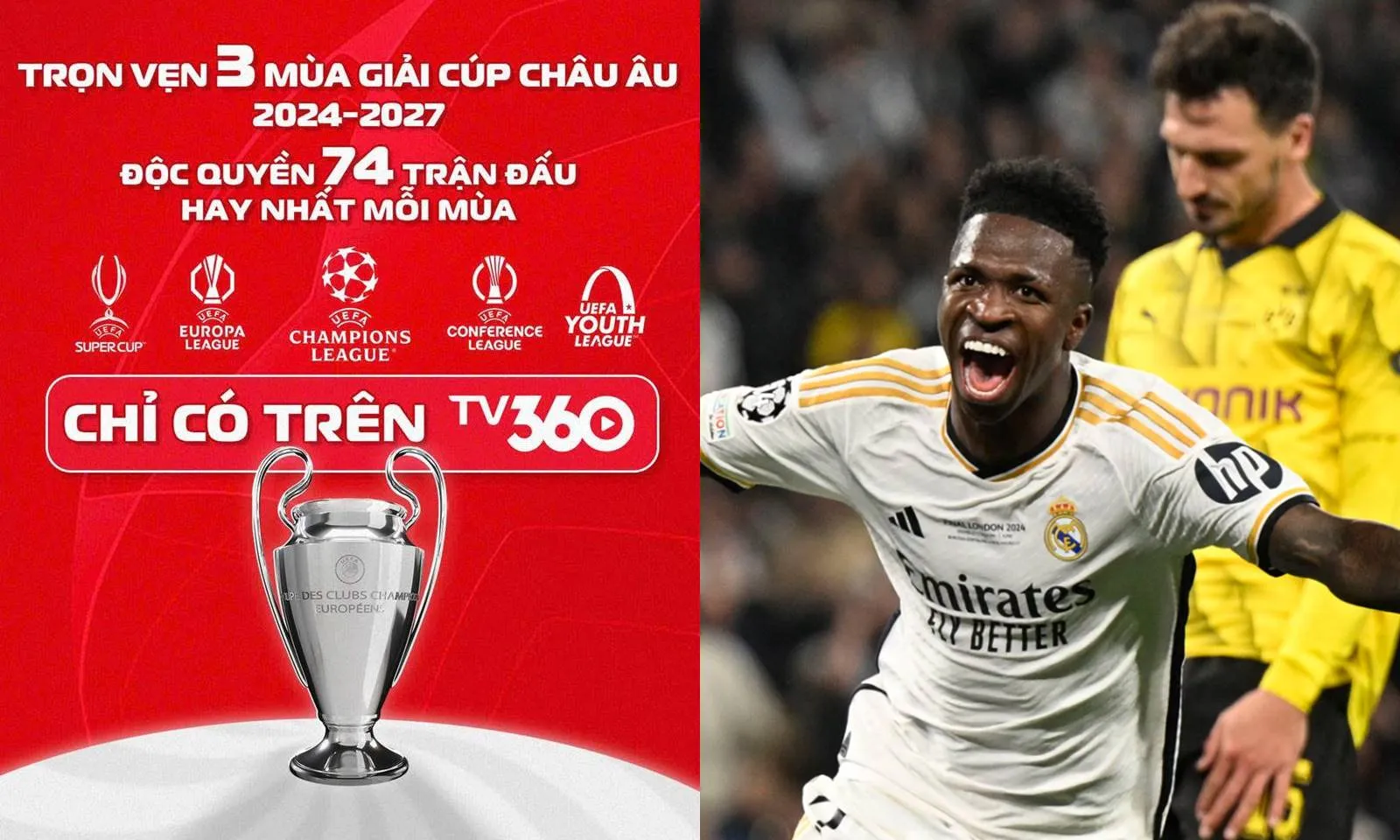 CHÍNH THỨC: TV360 công bố bản quyền phát sóng Champions League, độc quyền 74 trận đấu cúp châu Âu