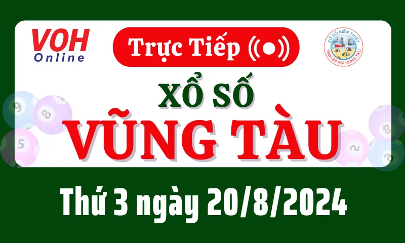 XSVT 20/8 - Kết quả xổ số Vũng Tàu hôm nay thứ 3 ngày 20/8/2024