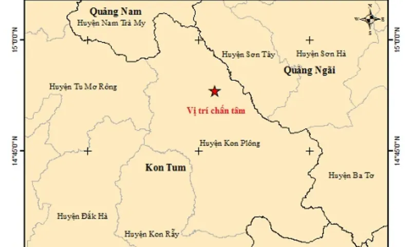 Kon Tum: Lại xảy ra 3 trận động đất liên tiếp, không có thương vong