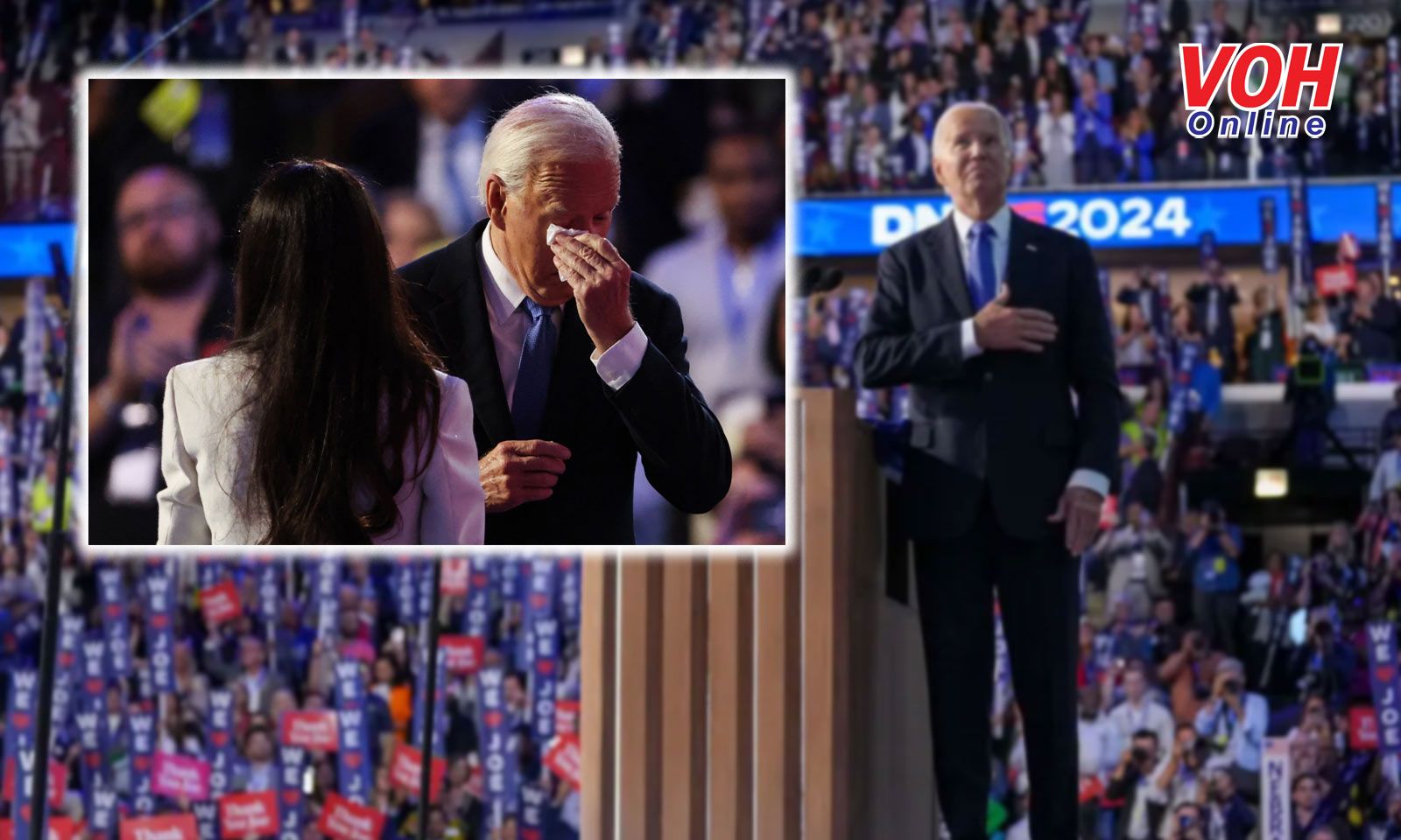 Tổng thống Biden xúc động rơi nước mắt khi phát biểu rút lui tại đại hội đảng Dân chủ 