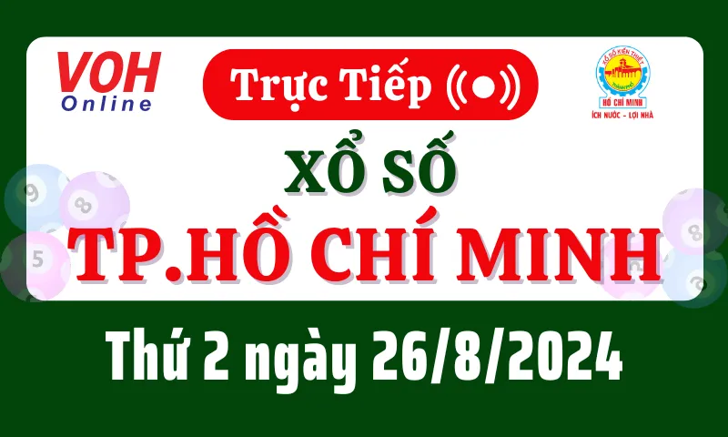 XSHCM 26/8 - Kết quả xổ số TP.HCM hôm nay thứ 2 ngày 26/8/2024