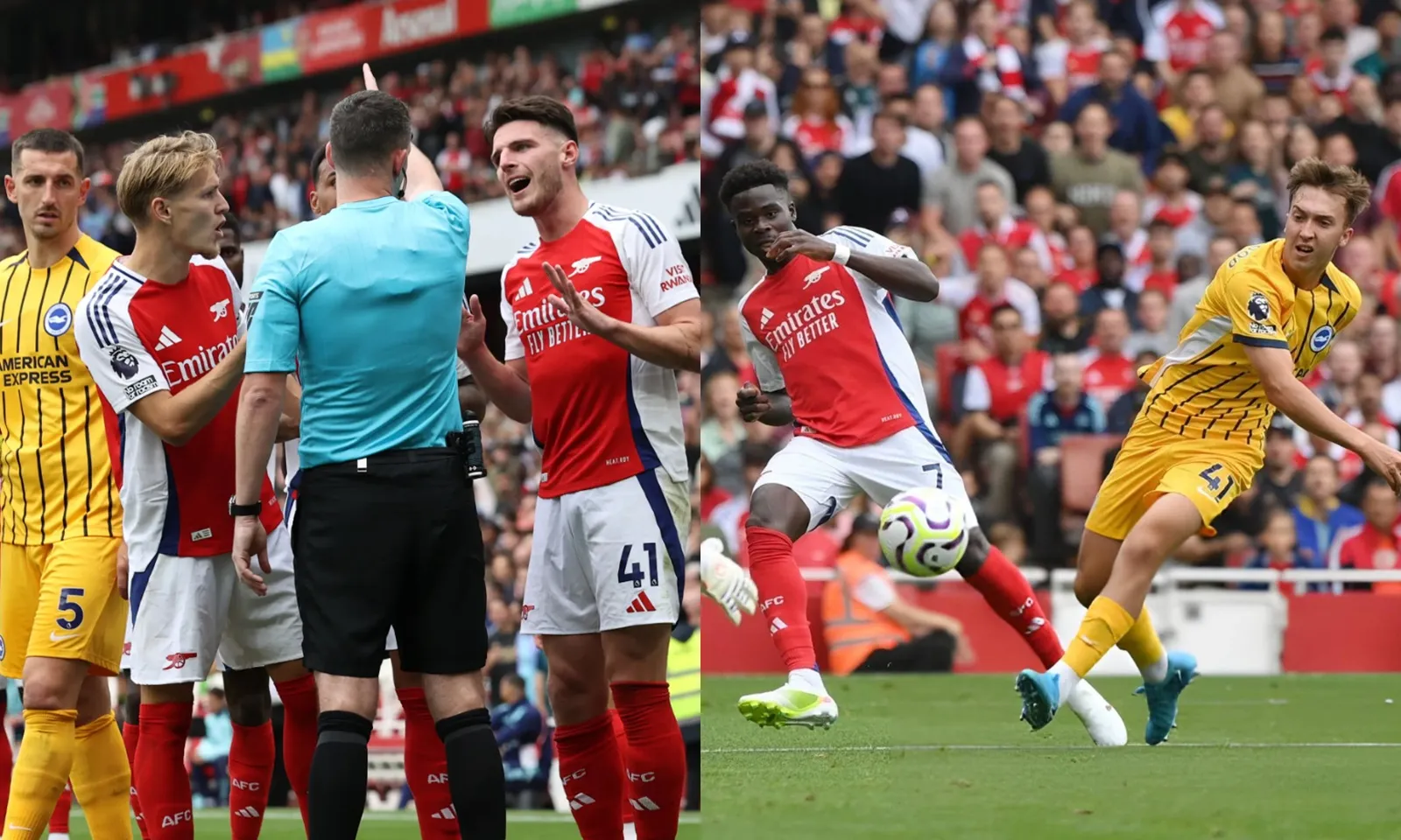 Rice dính thẻ đỏ oan nghiệt, Arsenal bị Brighton cầm hòa ngay trên sân nhà