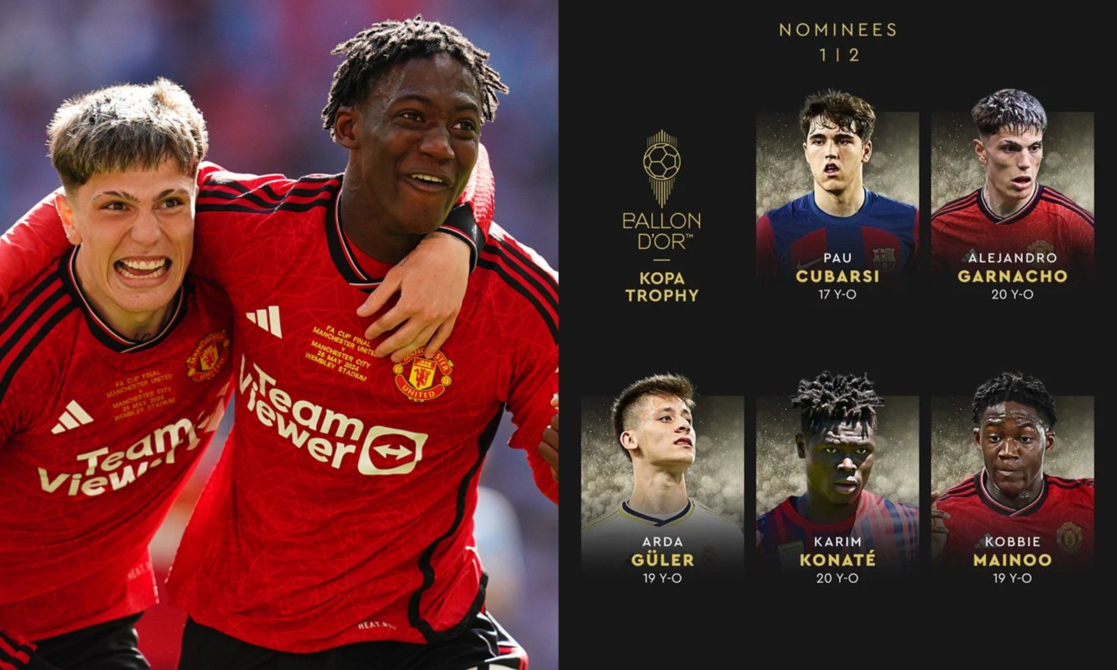 2 sao trẻ MU được đề cử danh hiệu Kopa Trophy