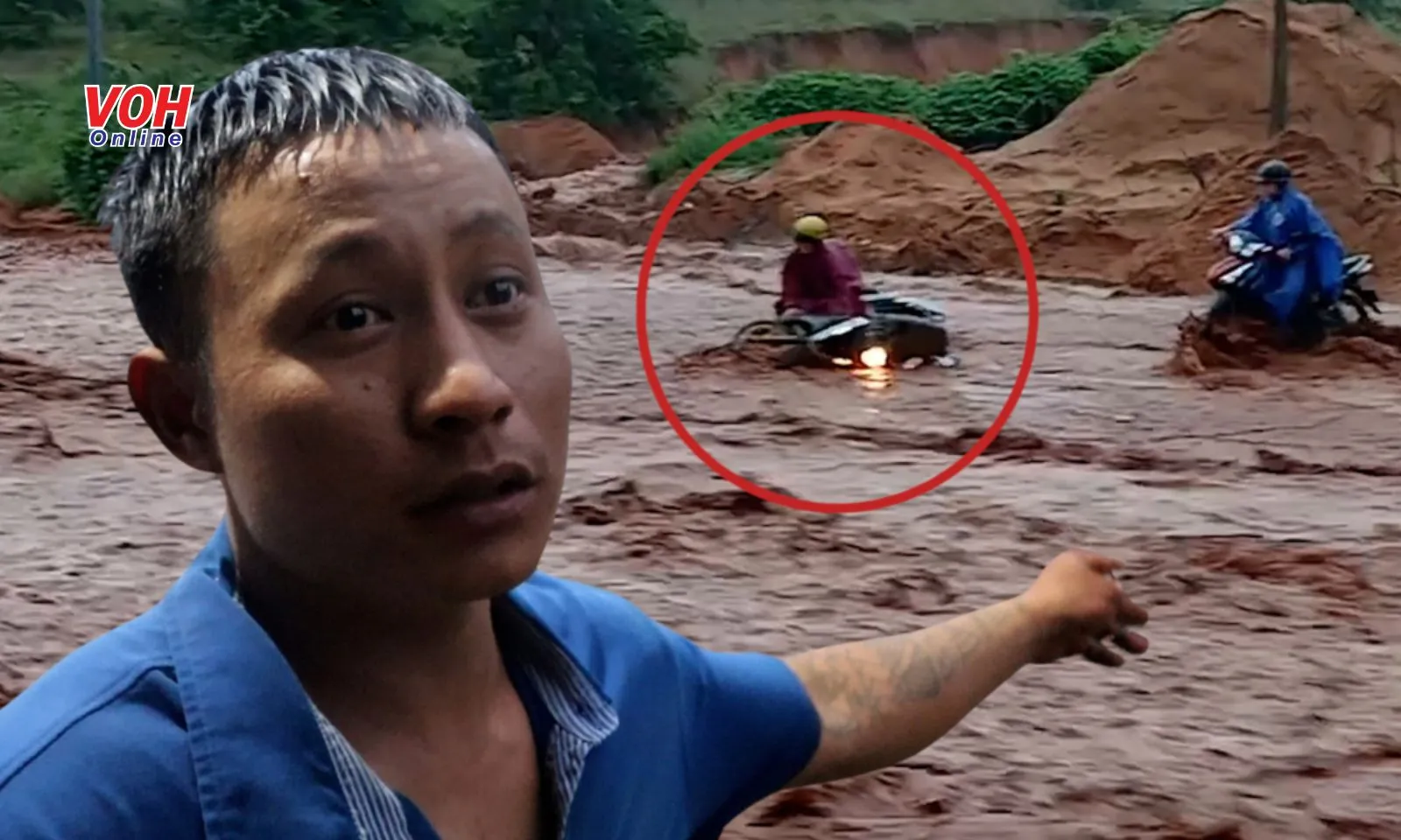 Khoảnh khắc ứng cứu cô gái trẻ bị lũ cát cuốn trôi tại Phan Thiết