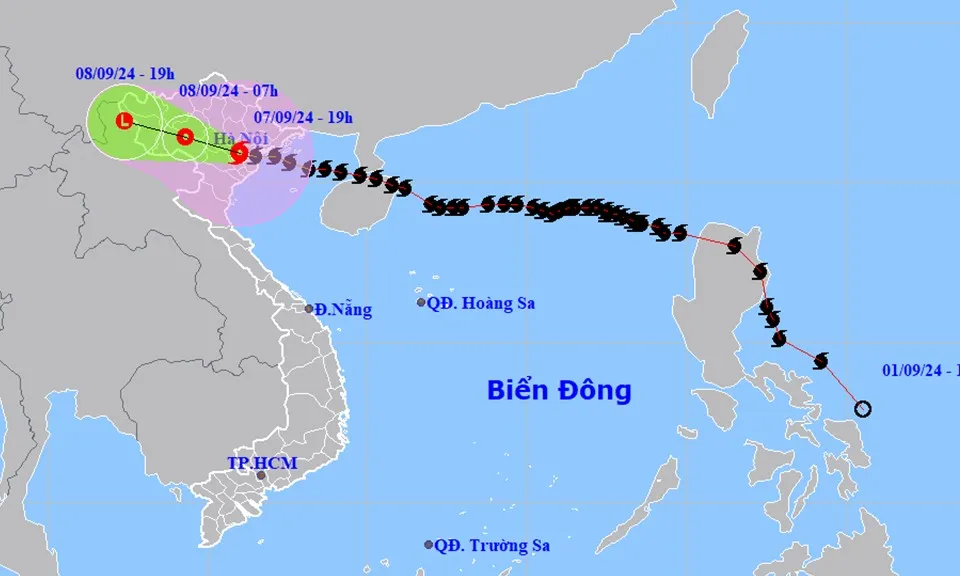 Bão số 3 hạ cấp, đang di chuyển trên đất liền khu vực đồng bằng Bắc Bộ