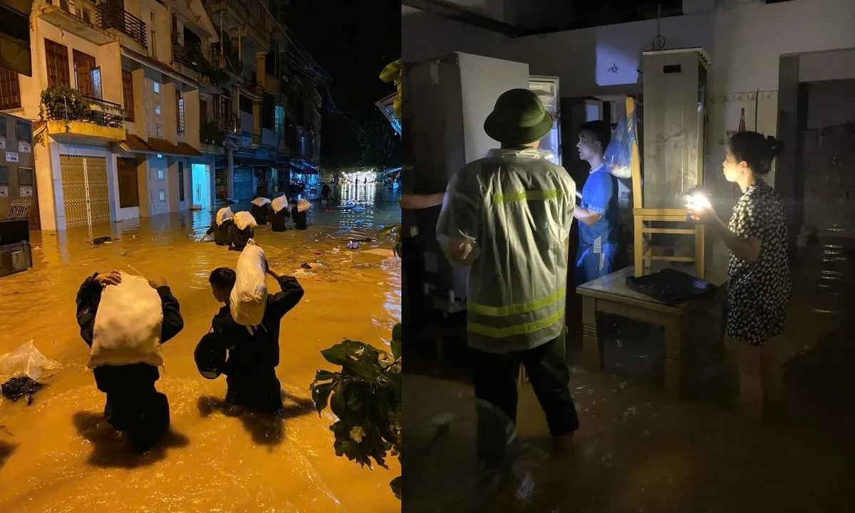 Nước sông Hồng dâng cao, người dân Yên Bái trắng đêm chạy lũ