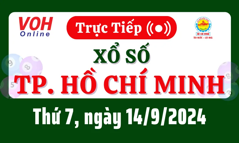 XSHCM 14/9 - Kết quả xổ số TP.HCM hôm nay thứ 7 ngày 14/9/2024