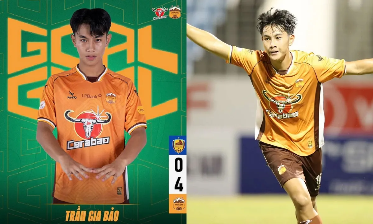 Ghi bàn trong trận đầu ra sân cho HAGL, tài năng 16 tuổi Trần Gia Bảo phá hai kỷ lục V-League