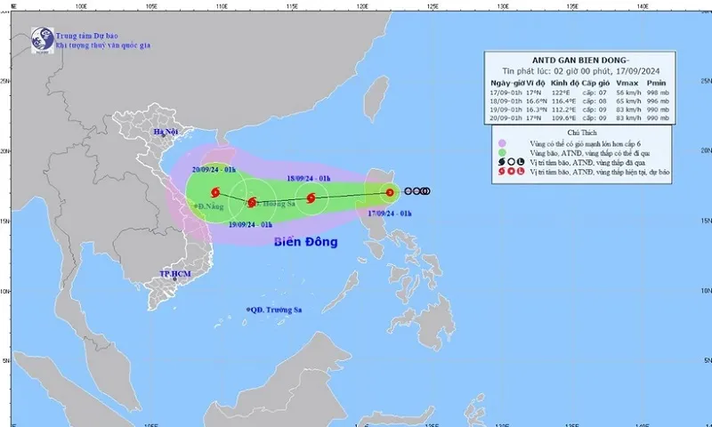 Dự báo thời tiết ngày 17/9: Áp thấp nhiệt đới di chuyển vào Biển Đông, nguy cơ thành bão