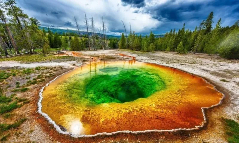 Hồ nước nóng nổi tiếng ở Yellowstone bị đổi màu do du khách ném tiền xu 