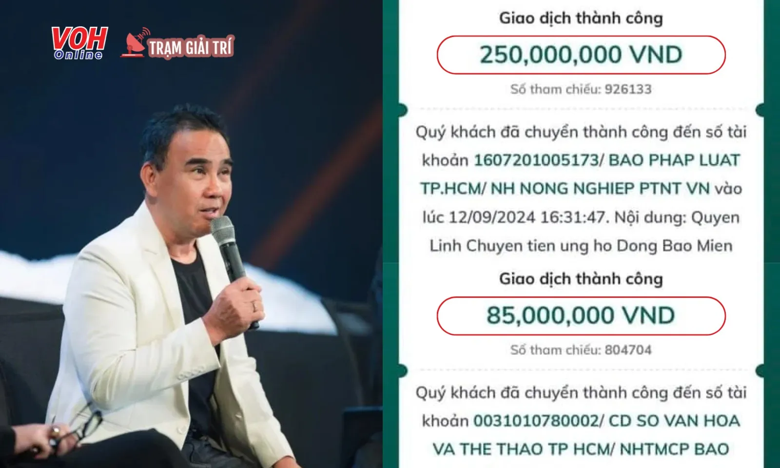 MC Quyền Linh phản hồi chuyện không có tên trong sao kê của MTTQ
