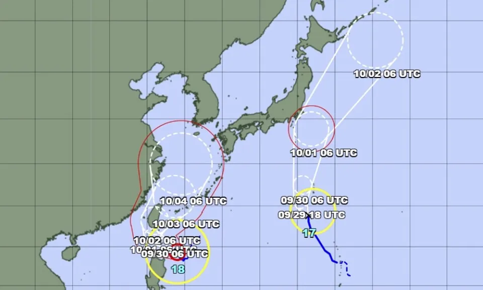 Nhật Bản cùng lúc ứng phó 2 cơn bão mạnh