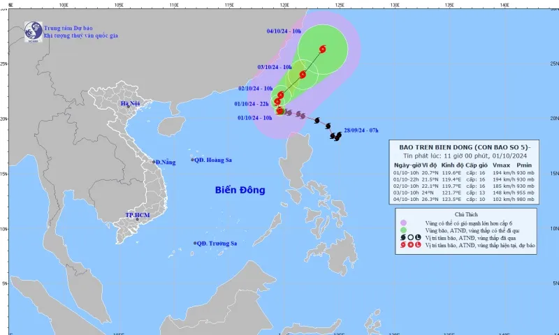 Bão số 5 mạnh cấp 16 trên Biển Đông, liệu có ảnh hưởng đất liền Việt Nam? 