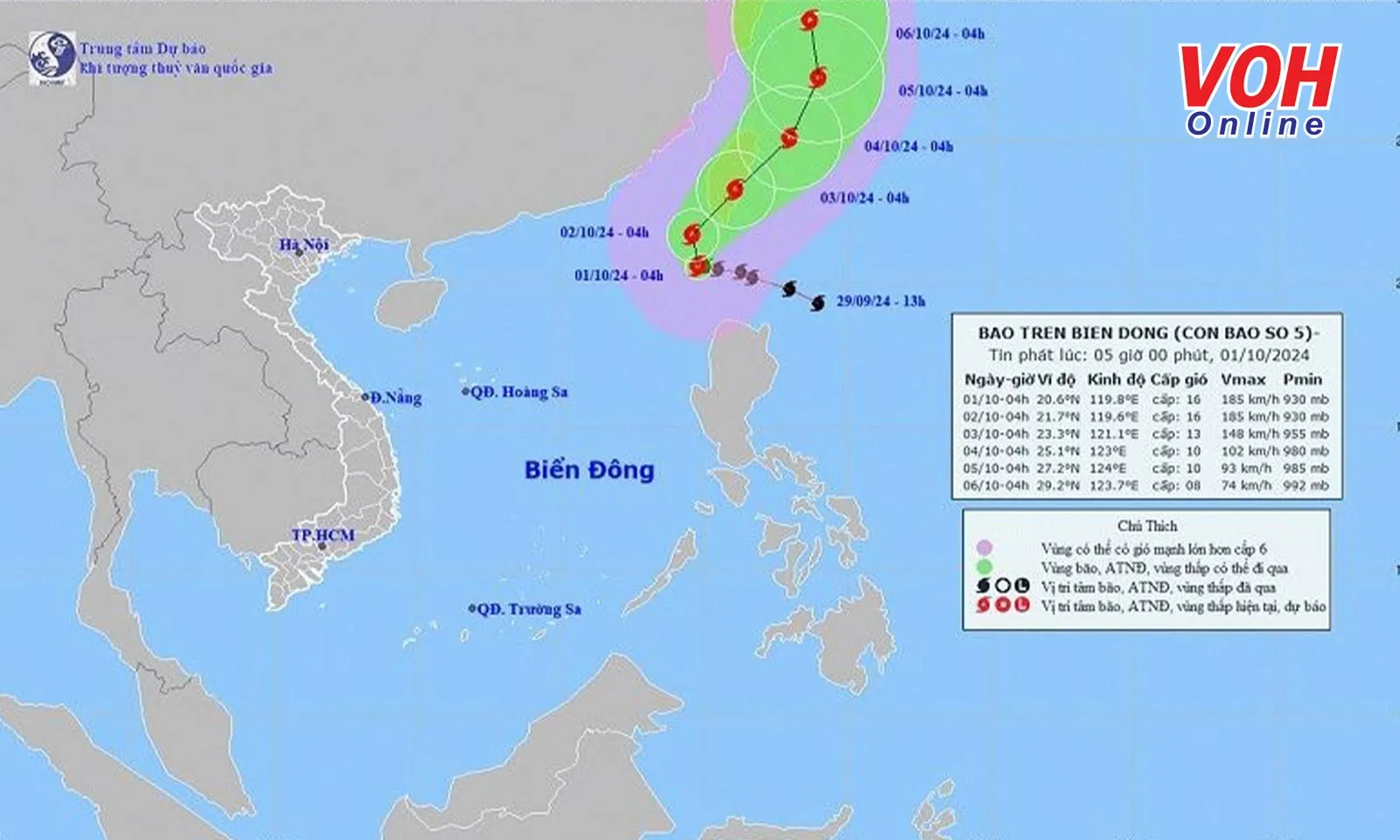 Siêu bão Krathon vào Biển Đông thành bão số 5, mạnh cấp 16