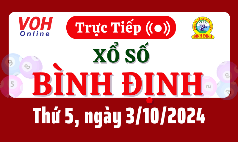 XSBDI 3/10 - Kết quả xổ số Bình Định hôm nay thứ 5 ngày 3/10/2024