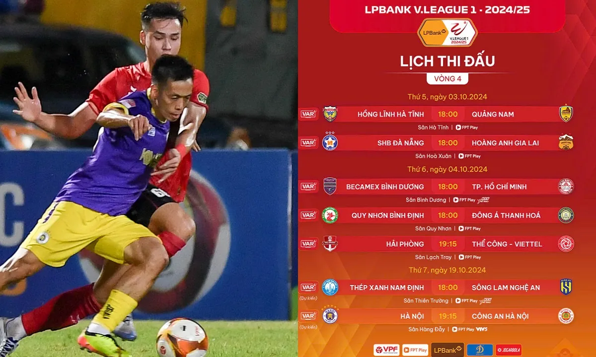 Lịch thi đấu V-League 2024/2025 vòng 4: Bình Dương vs TPHCM | Hà Nội vs Công An Hà Nội