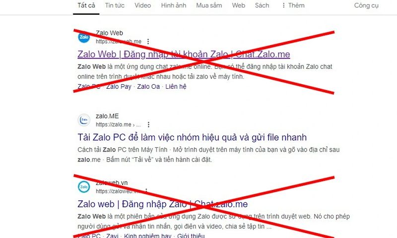 Cẩn trọng khi truy cập website giả mạo Zalo lừa đảo