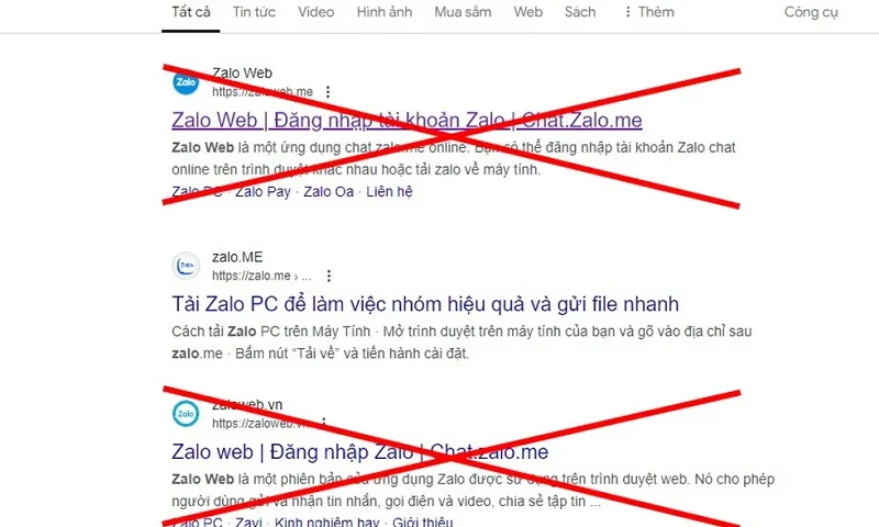 Cẩn trọng khi truy cập website giả mạo Zalo lừa đảo