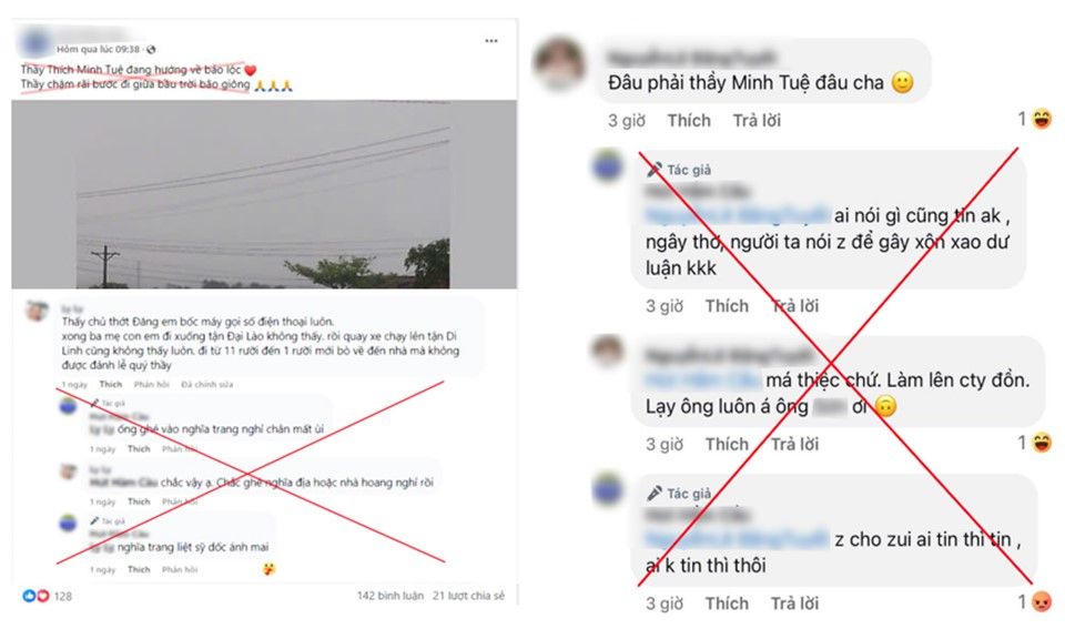 Xử phạt người đăng tin “thầy Minh Tuệ đang xuất hiện ở khu vực TP Bảo Lộc, tỉnh Lâm Đồng” 