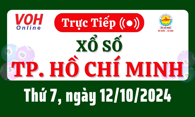 XSHCM 12/10 - Kết quả xổ số TP.HCM hôm nay thứ 7 ngày 12/10/2024
