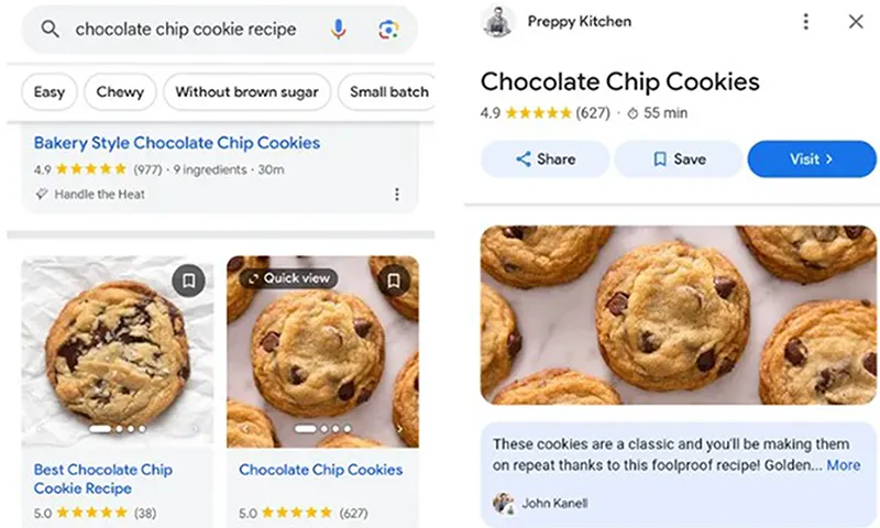 Google thử nghiệm hiển thị công thức nấu ăn ngay trong kết quả tìm kiếm