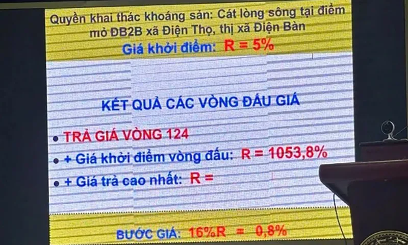 Mỏ cát đưa giá khởi điểm 1,2 tỷ, chốt phiên, doanh nghiệp trúng đấu giá 370 tỷ đồng