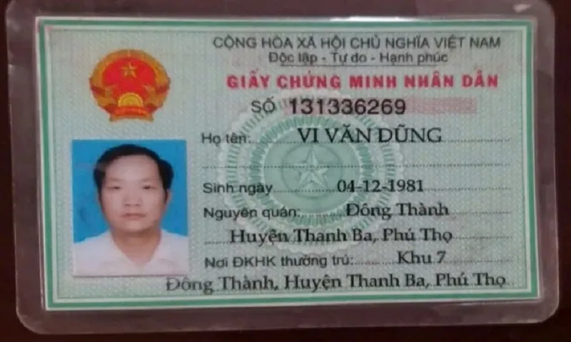 CMND trước đây của Vi Văn Dũng do cơ quan điều tra thu được