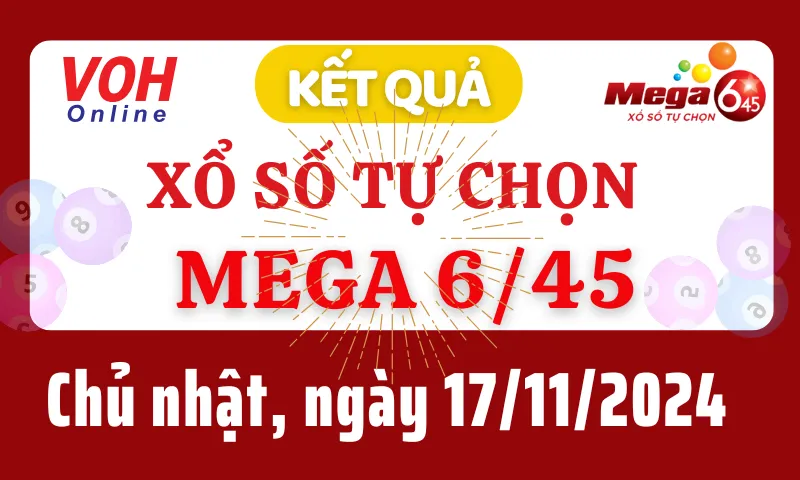 Vietlott MEGA 645 17/11 - Kết quả xổ số Vietlott hôm nay chủ nhật 17/11/2024